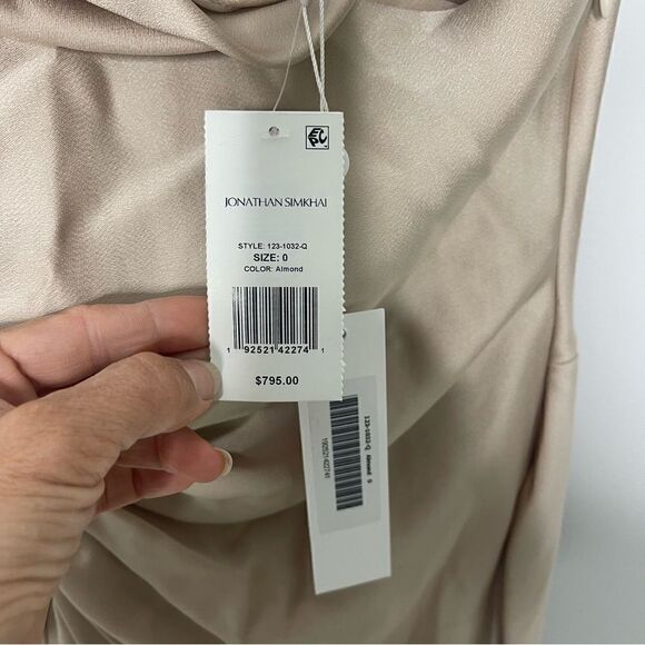 Jonathan Simkhai Sahar one-shoulder ruched satin-crepe gown NWT Size 0 - Picture 8 of 10